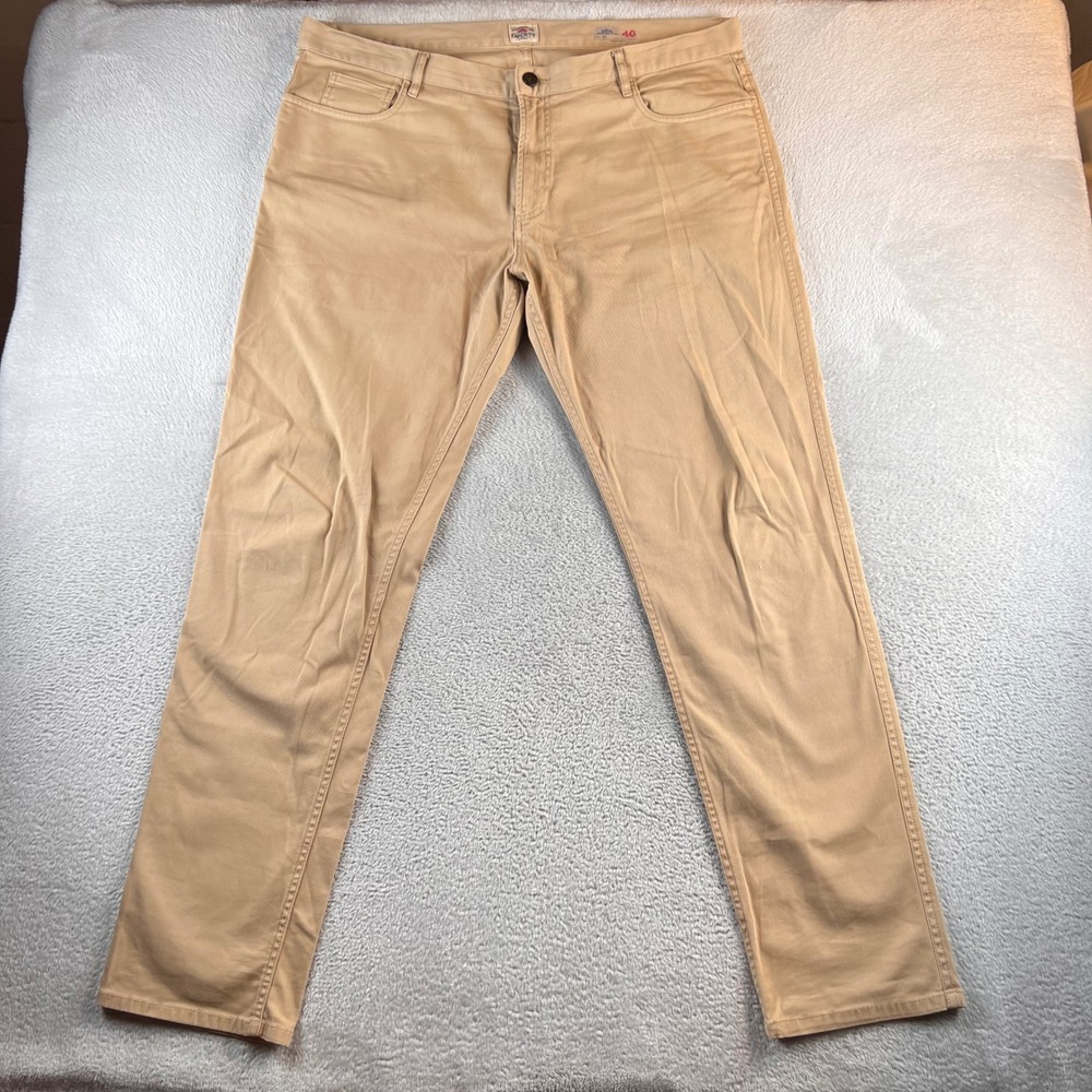 Faherty Brand Mens 40 (41x33.5) Tan 5-Pocket Chino Pants MBC0001KHK Stretch READ